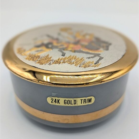 The Art of Chokin 24 kt Gold Edged Trinket Box With Lid, Made in Japan Samurai - Picture 3 of 6